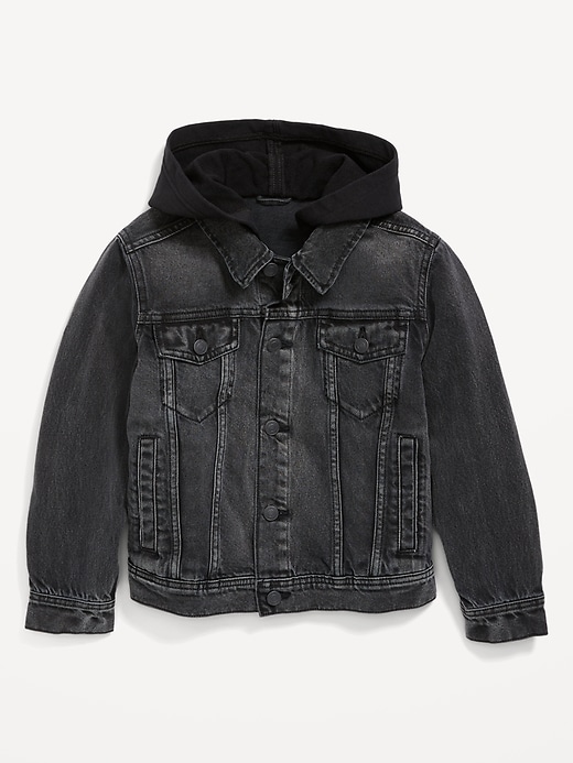 View large product image 2 of 3. Hooded Jean Trucker Jacket for Boys