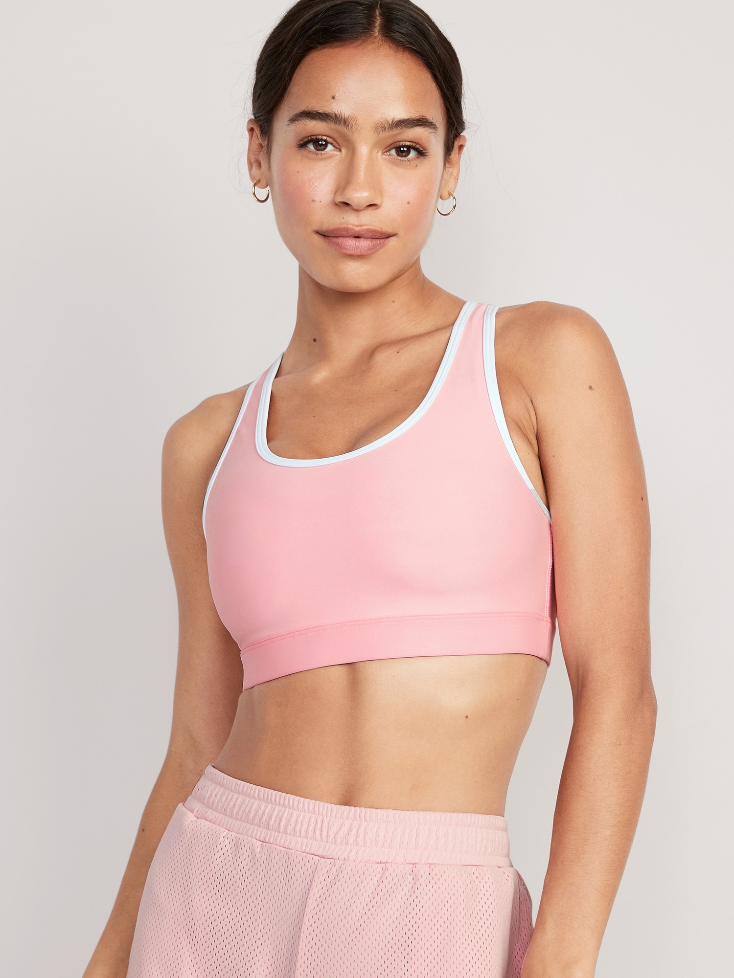 Old Navy Medium-Support PowerSoft Racerback Sports Bra for Women pink. 1