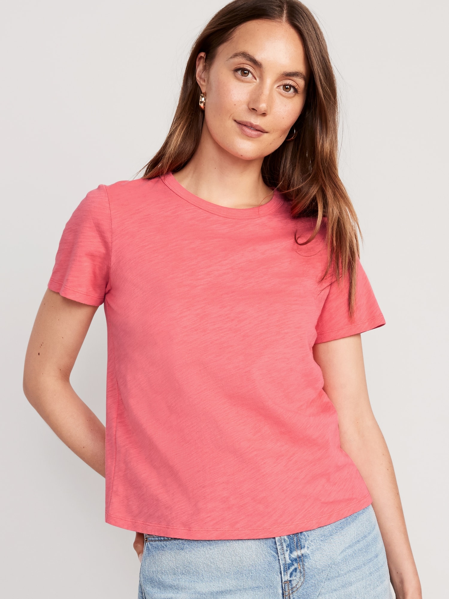 Old Navy EveryWear Slub-Knit T-Shirt for Women orange. 1