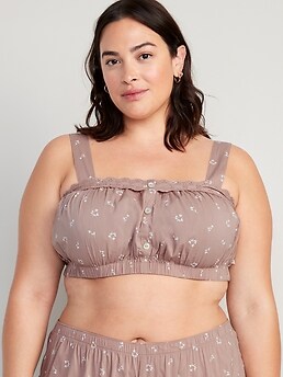 Sleeveless Button-Front Bralette Pajama Top for Women