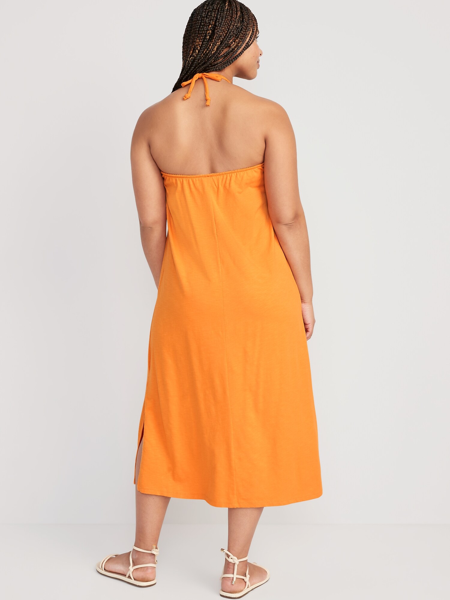 Rib-knit Slip Dress - Orange - Ladies