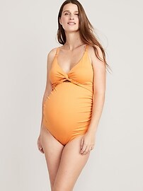 Maternity Twist-Front Cutout One-Piece Swimsuit