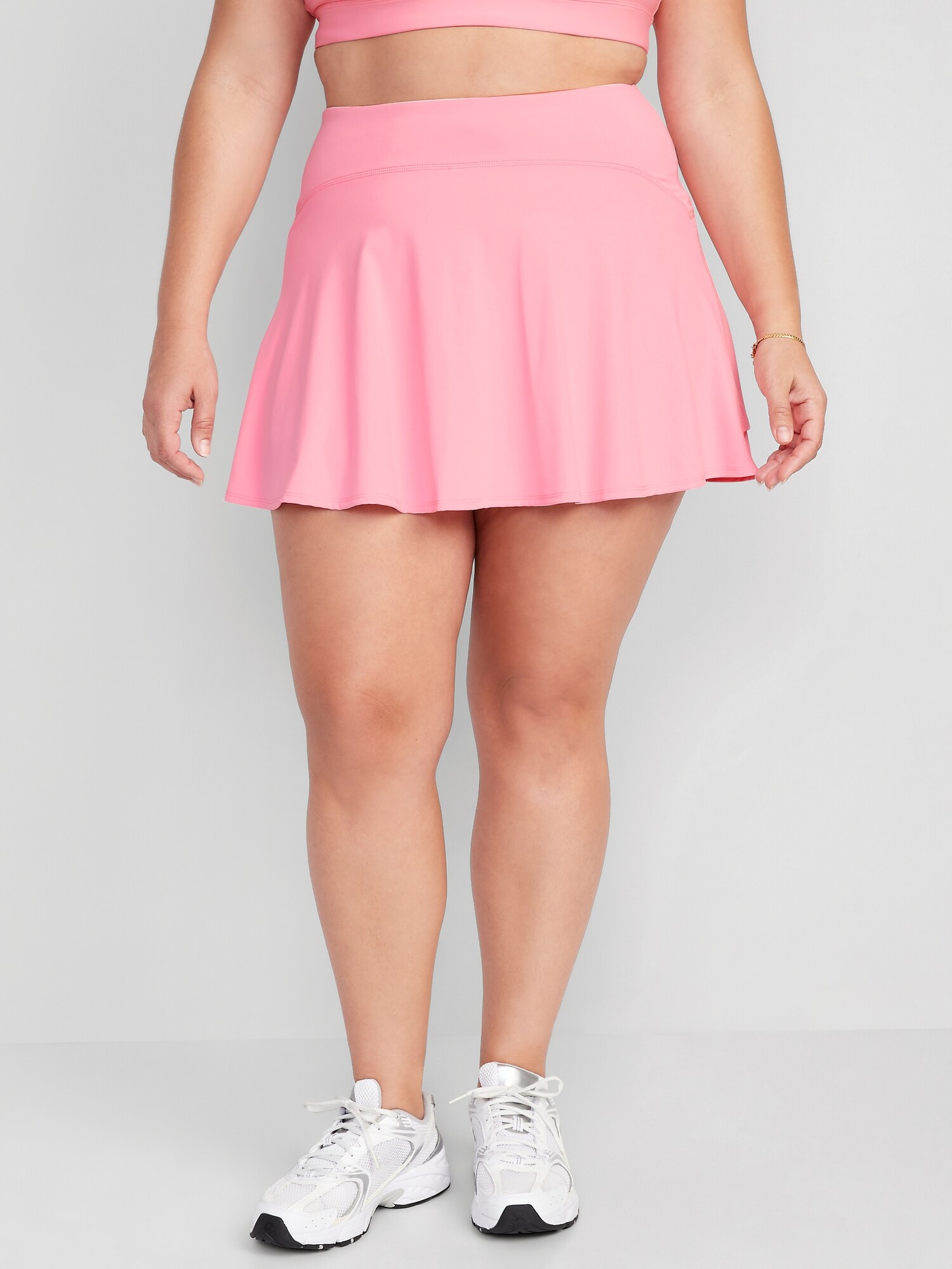 High Waisted Skater Skirt Plus Size-Pink