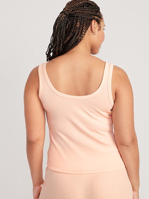 Image number 6 showing, UltraLite Rib-Knit Henley Lounge Tank Top