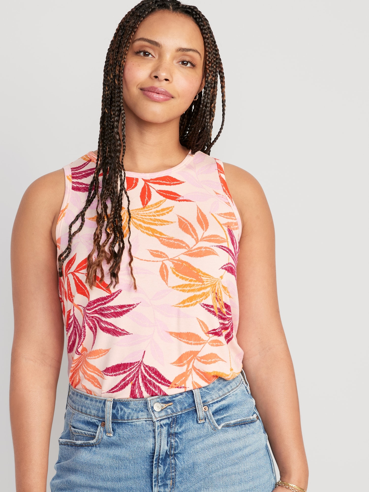 Sleeveless Luxe Floral-Print T-Shirt