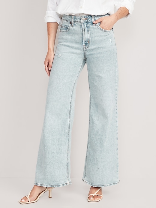 Image number 1 showing, Extra High-Waisted A-Line Wide-Leg Jeans