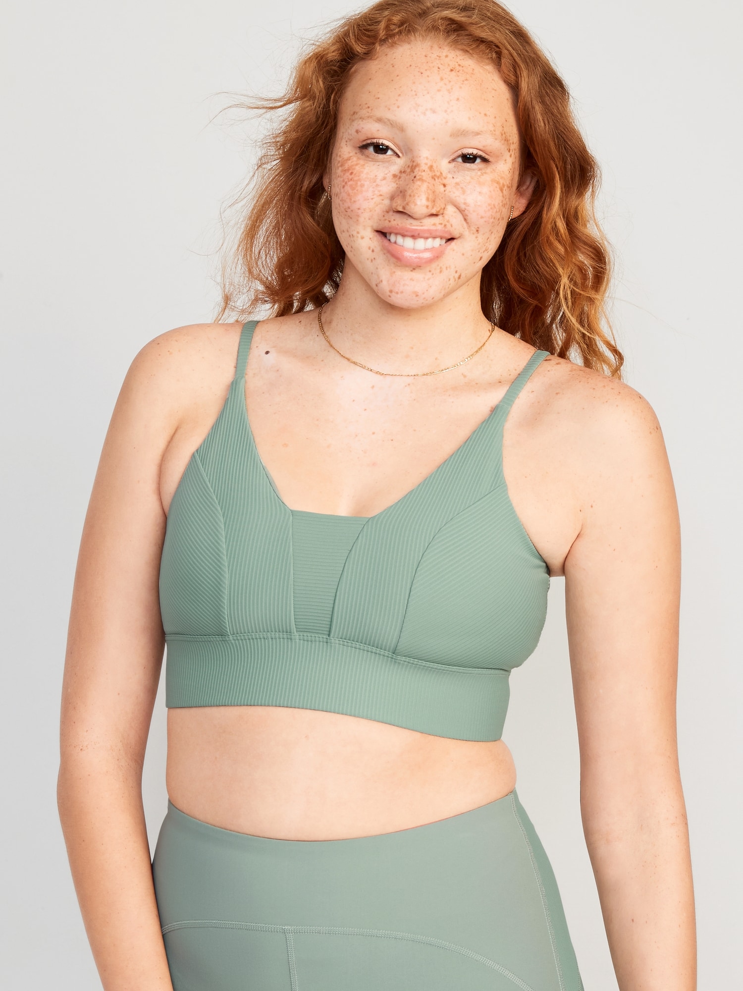 Old Navy Light Support PowerSoft Textured-Rib Sports Bra for Women blue. 1