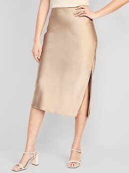 Satin Midi Slip Skirt | Old Navy