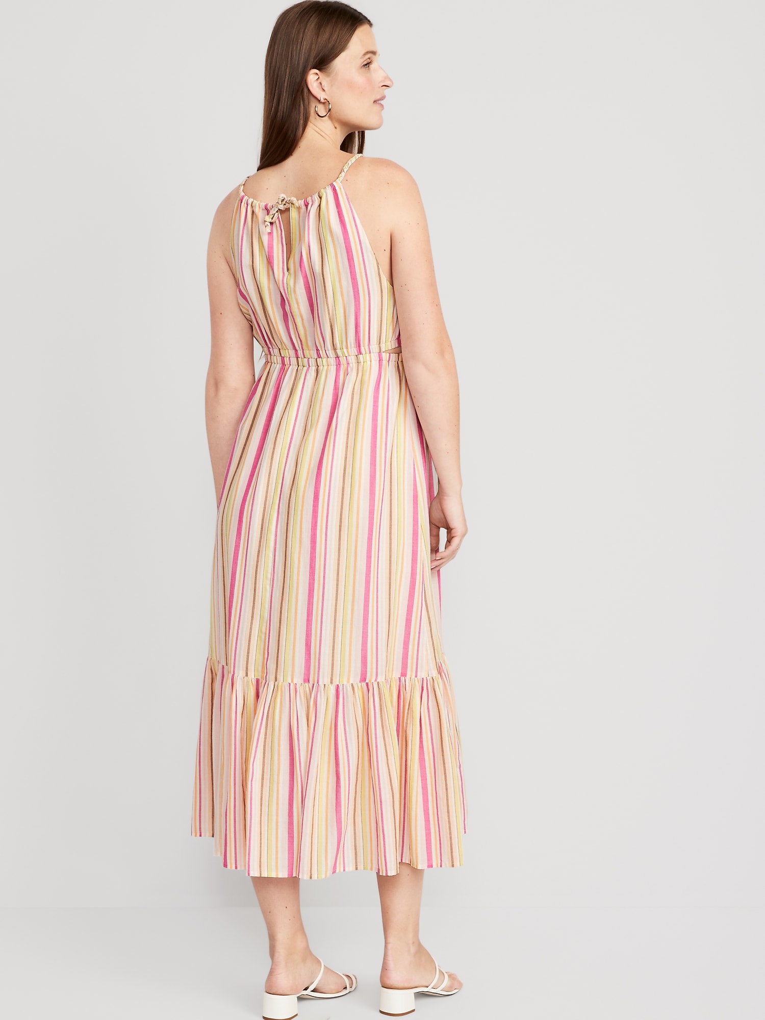 Maternity WaistDefined Striped Halter Maxi Dress Old Navy
