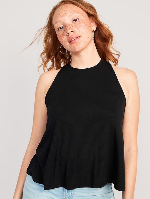 Image number 1 showing, Luxe High-Neck Twist-Back Tank Top