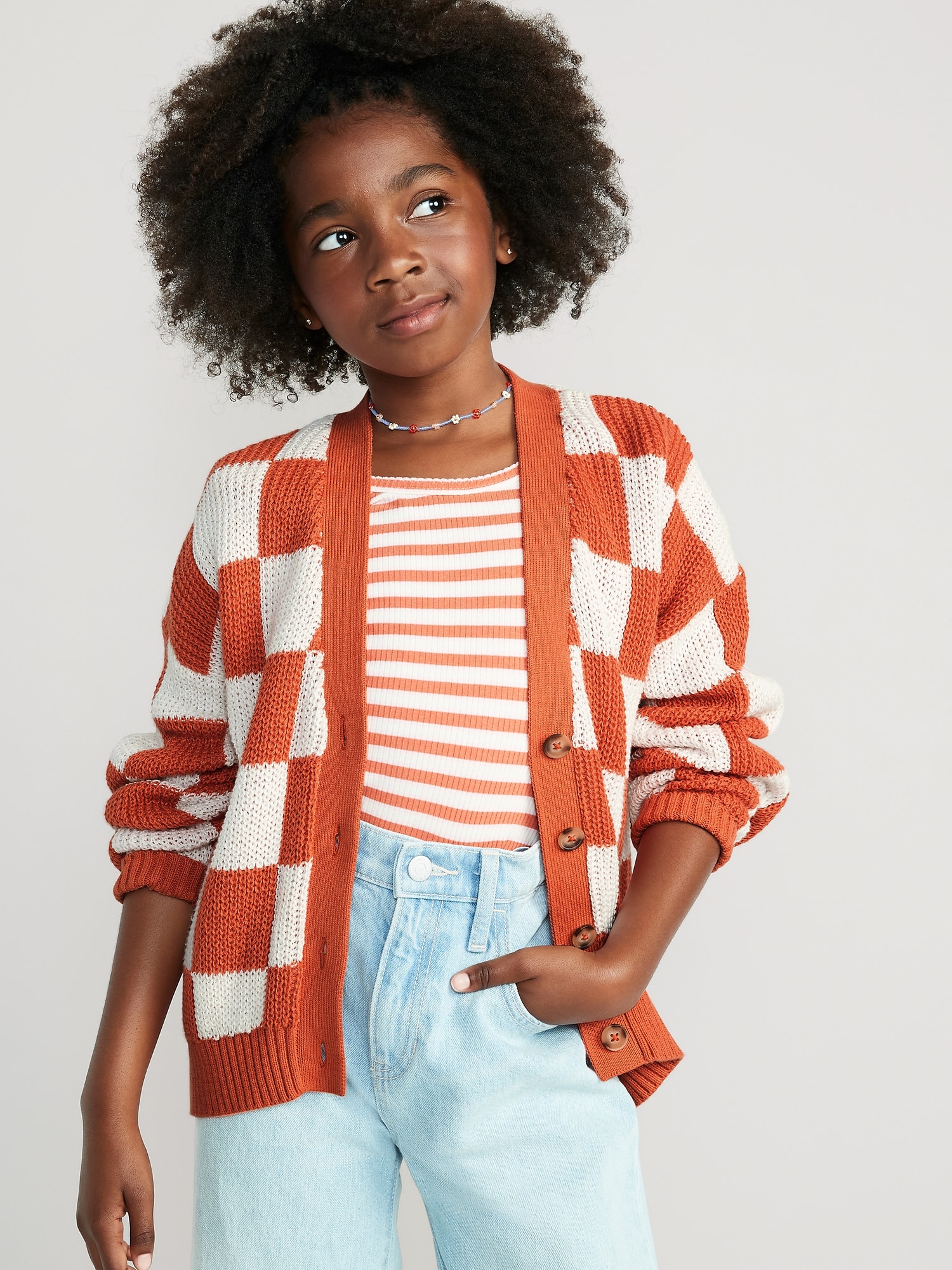 Old Navy Cocoon Cardigan for Girls orange. 1