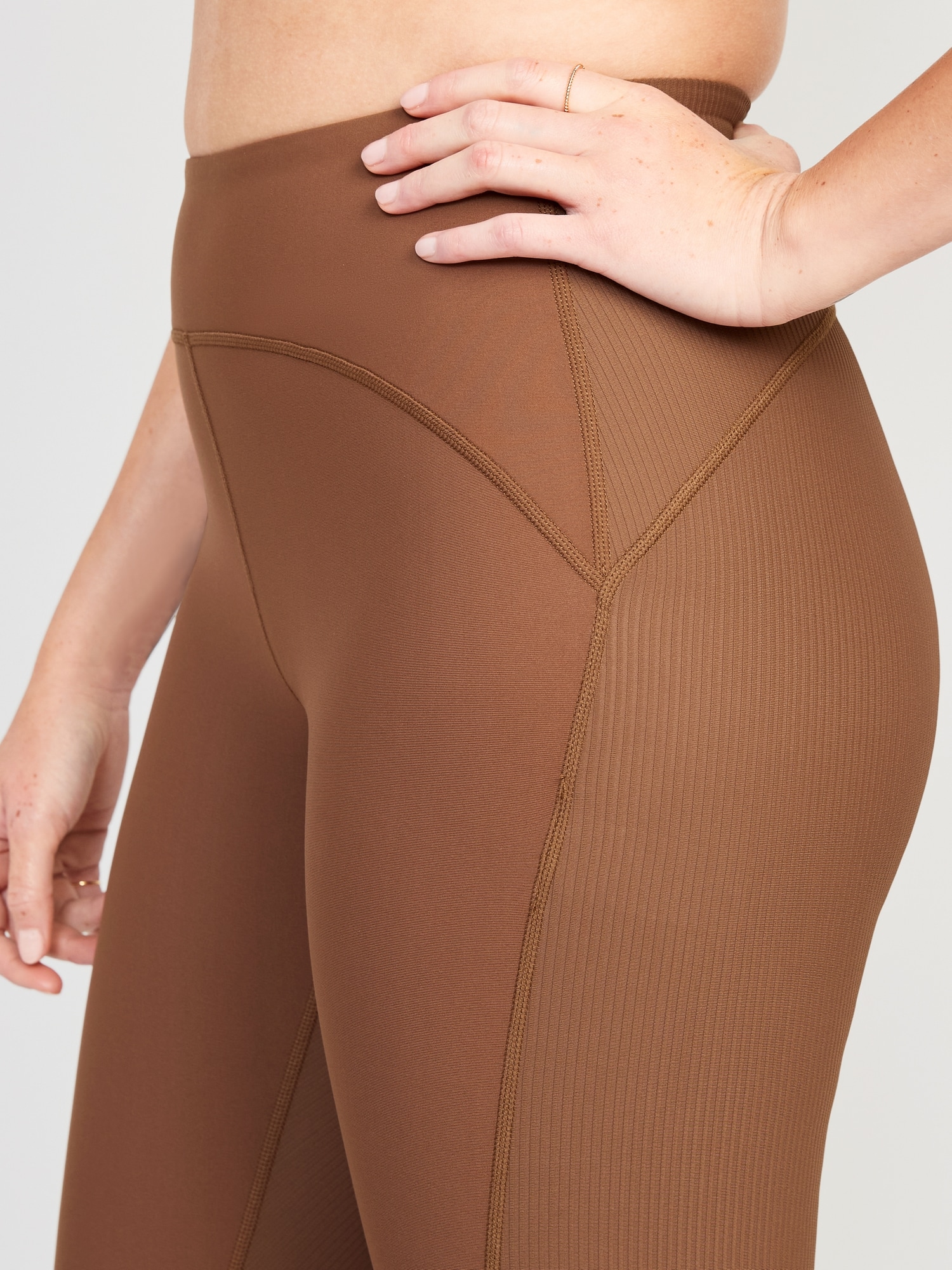 High-Waisted PowerSoft 7/8 Mixed-Fabric Leggings for Women