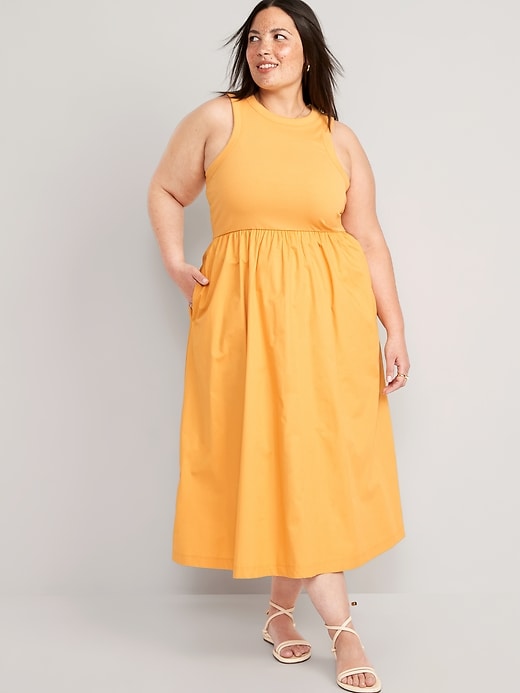 Fit & Flare Combination Midi Dress | Old Navy