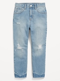 Voir une image plus grande du produit 4 de 5. Jean coupe droite détendue à taille haute et ourlet effiloché non extensible pour Fille