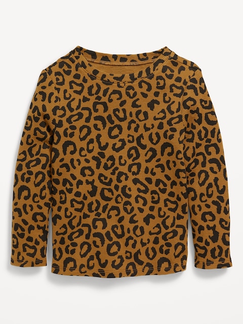 Printed Long-Sleeve Thermal-Knit T-Shirt for Toddler Girls