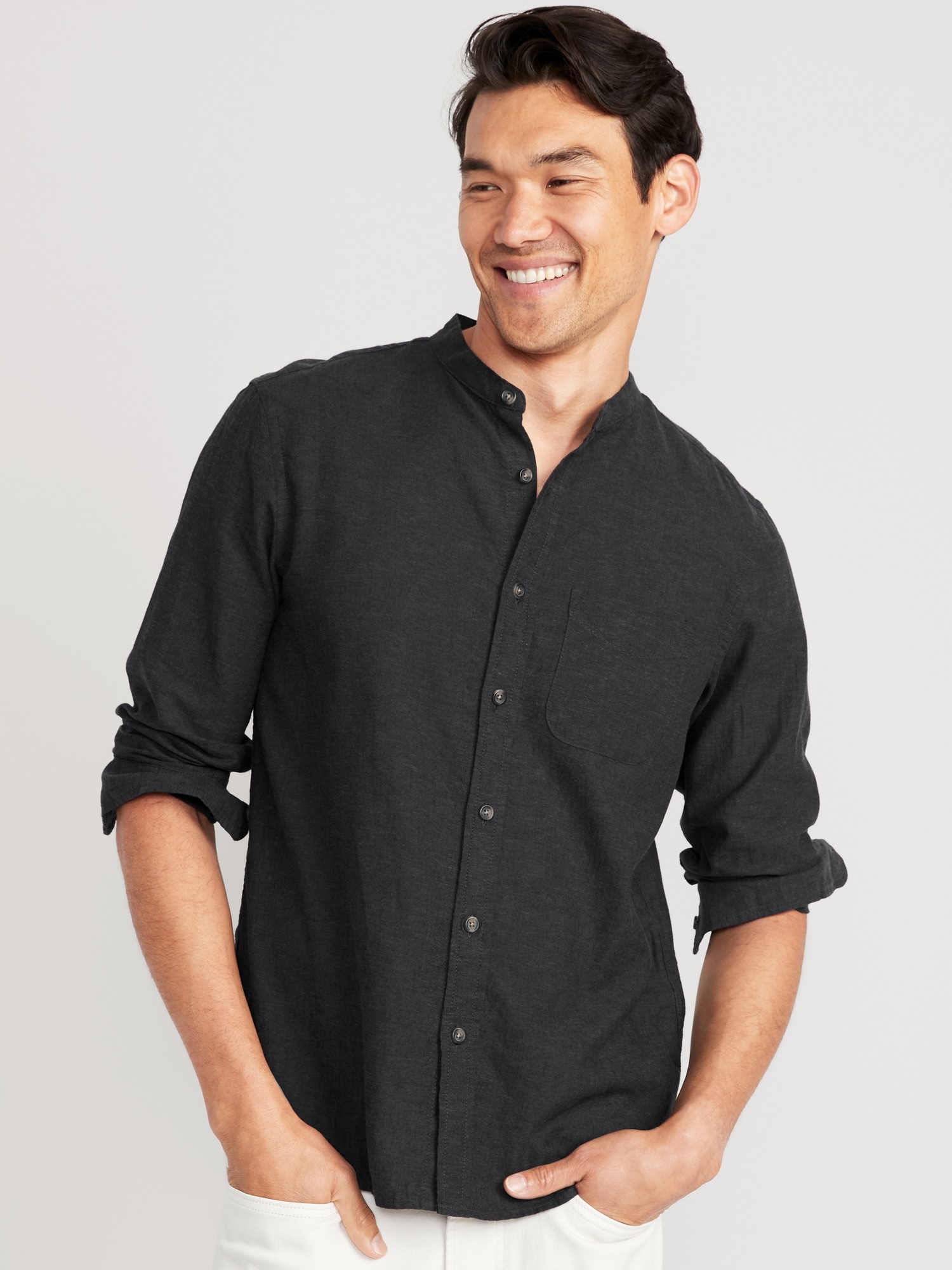 Big & Tall Lucky Brand Cotton-Linen Blend Pocket T-Shirt - Black