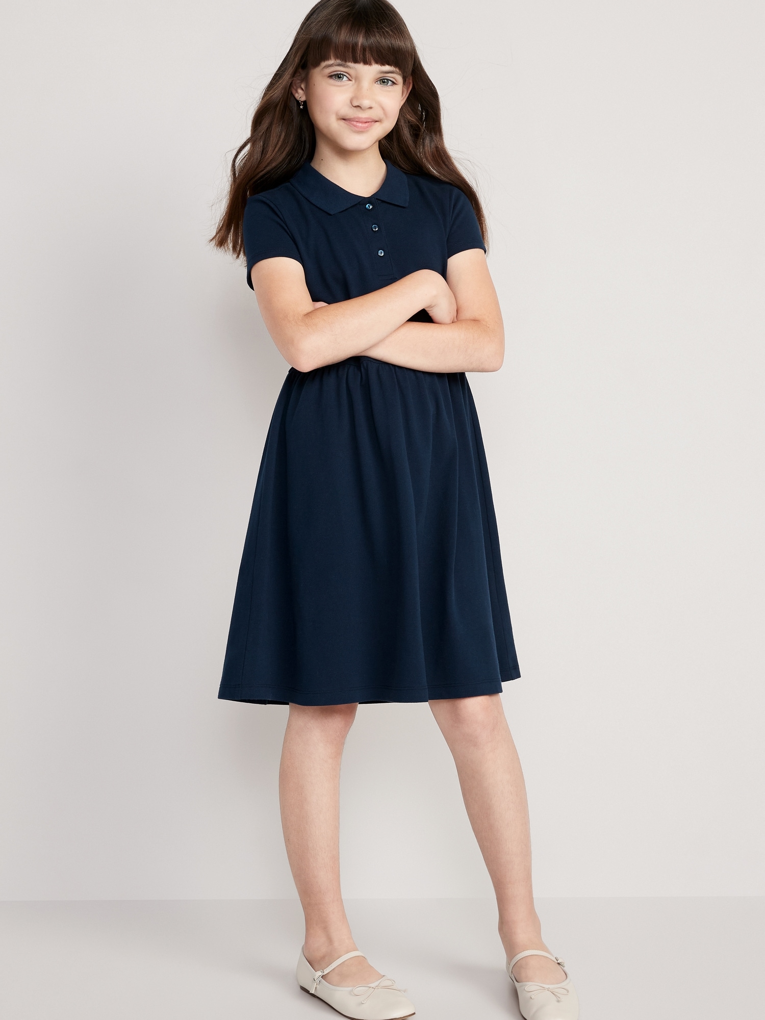 School Uniform Fit Flare Pique Polo Dress for Girls Old Navy