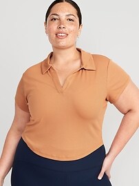 UltraLite Rib-Knit Cropped Polo Shirt