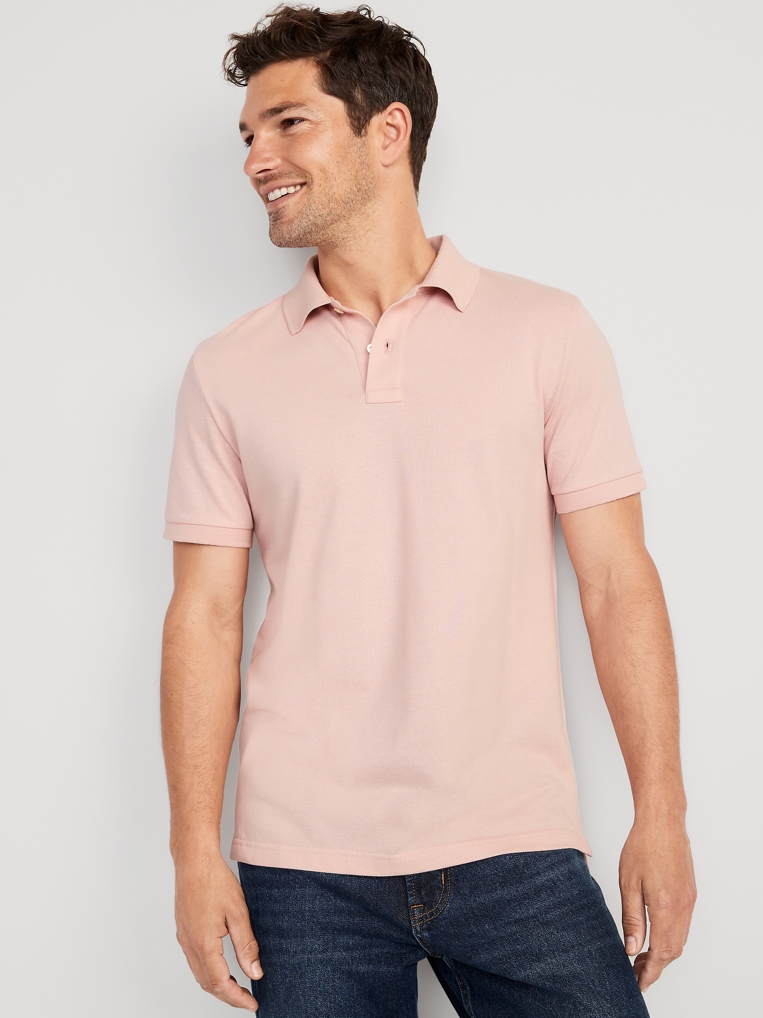 Old Navy Classic Fit Pique Polo for Men pink. 1