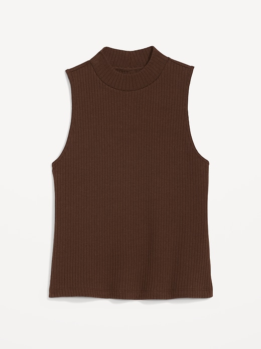 Copper Brown Mock Neck Faux Fur Sleeveless Sweater Top – Aquarius Brand