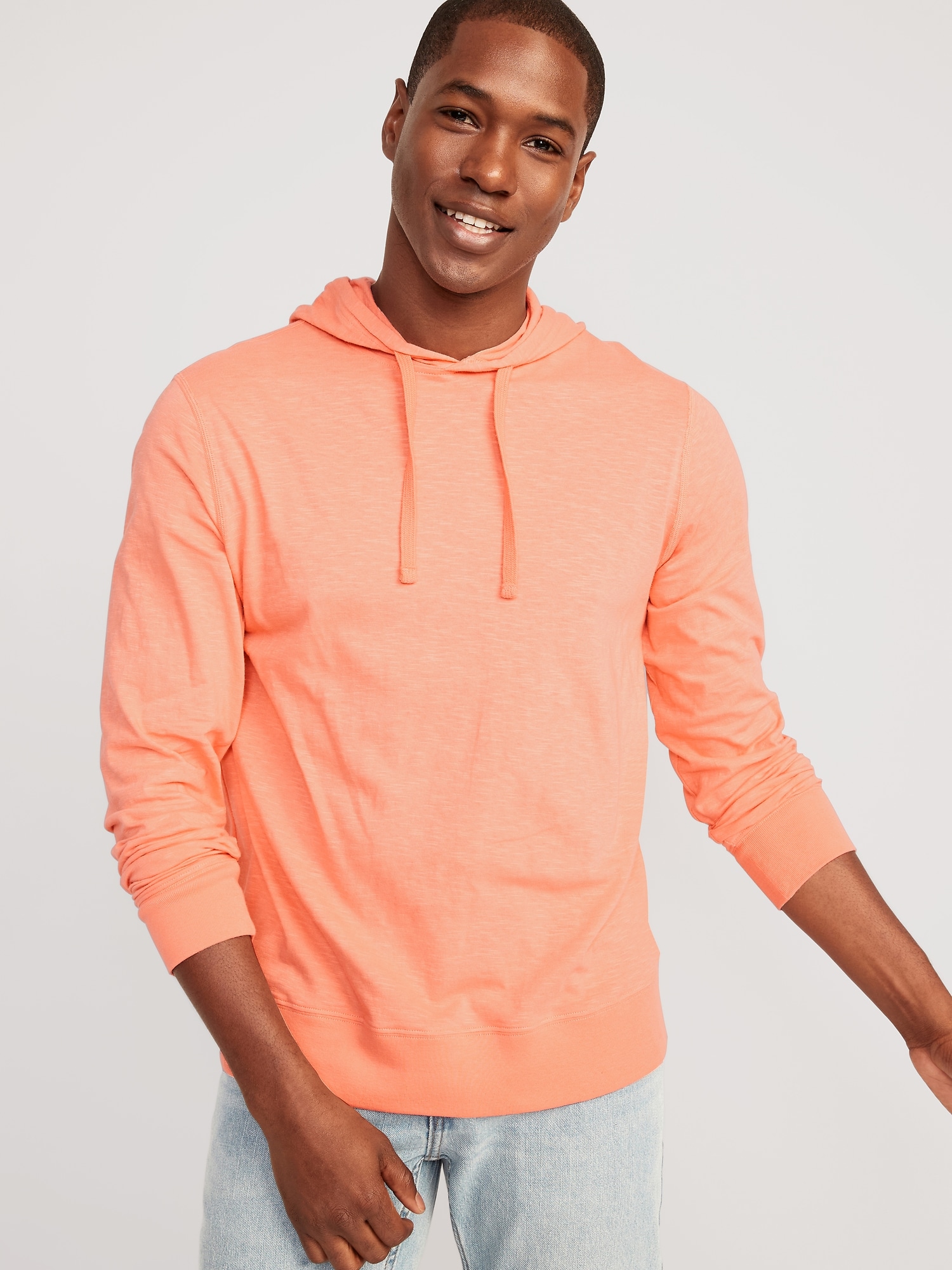 Old Navy Slub-Knit Pullover Hoodie for Men pink. 1