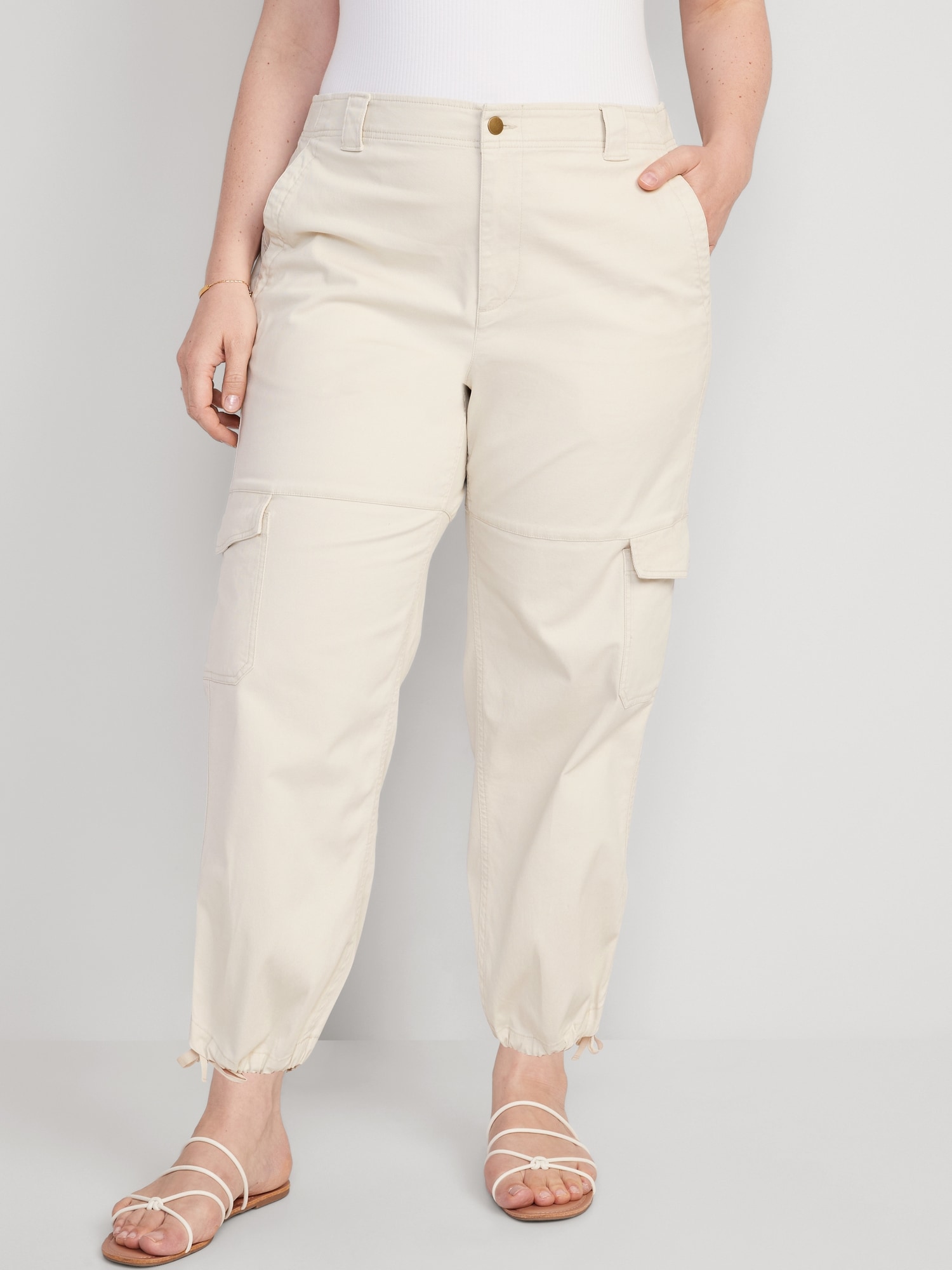 High-Waisted Barrel-Leg Cargo Ankle Pants for Women | Old Navy