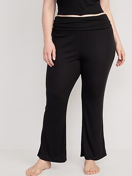 Mid-Rise UltraLite Foldover-Waist Flare Lounge Pants for Women