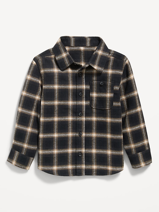 View large product image 1 of 1. Cozy Long-Sleeve Plaid Pocket Shirt for Toddler Boys