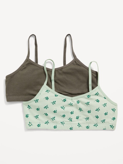 Jersey-Knit Cami Bra 2-Pack for Girls - Blue Ditsy Floral