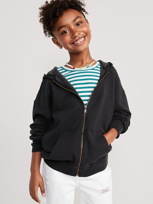 French Terry Zip Tunic Hoodie for Girls