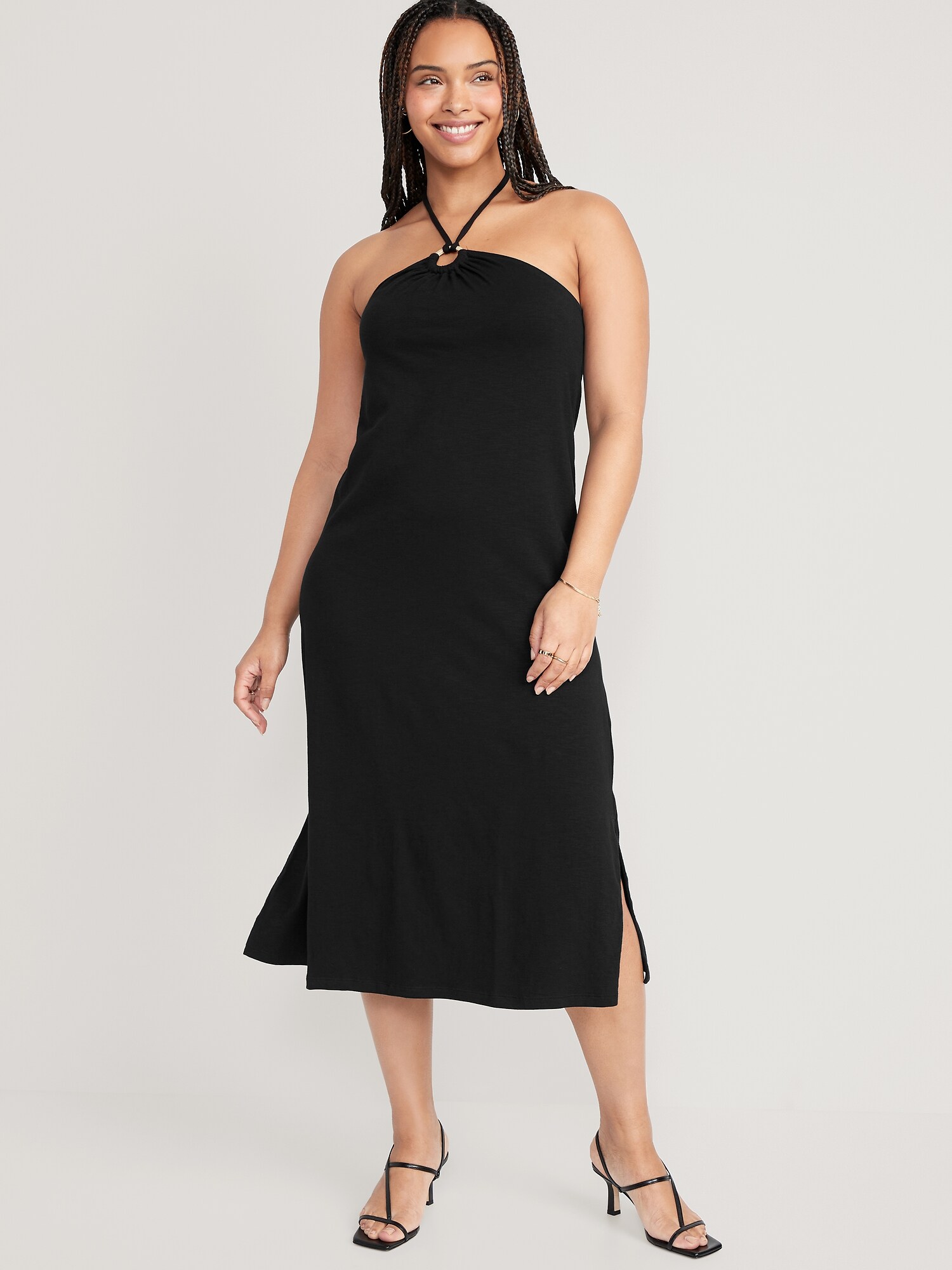 Plus size black halter on sale dress