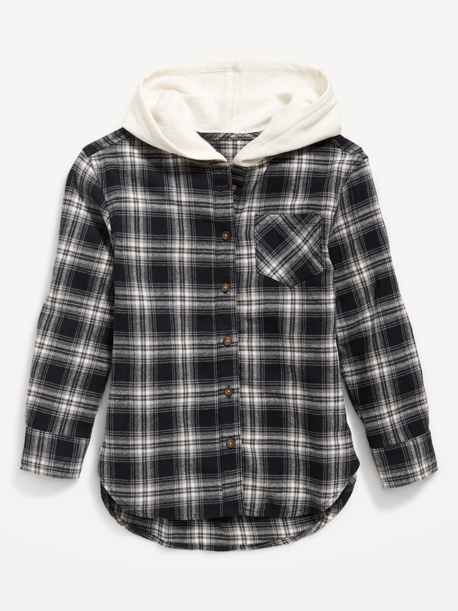 Hooded Soft-Brushed Flannel Shirt for Girls | Old Navy