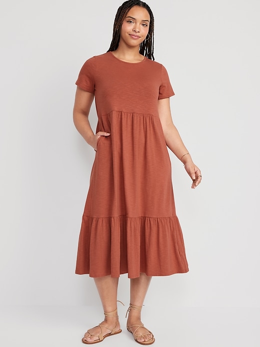 Image number 4 showing, Short-Sleeve Tiered Midi Dress