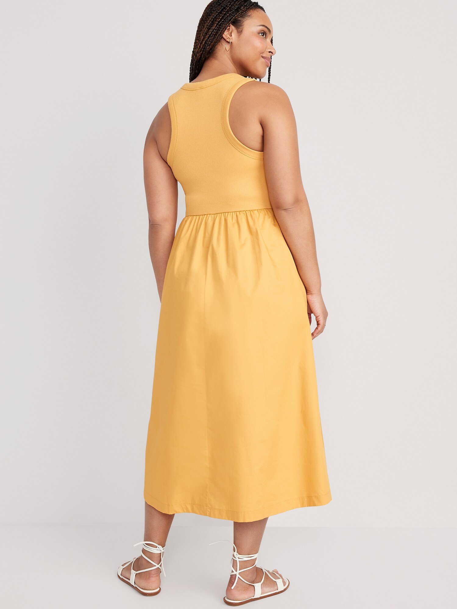 Fit & Flare Combination Midi Dress | Old Navy
