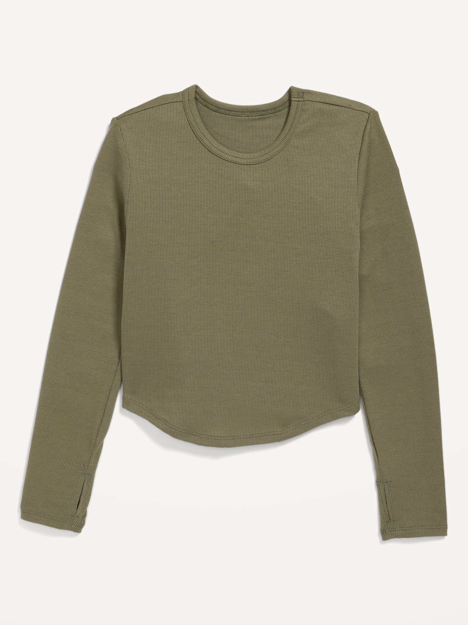 Cropped Long-sleeve Tee In Ribbed Cotton Jersey