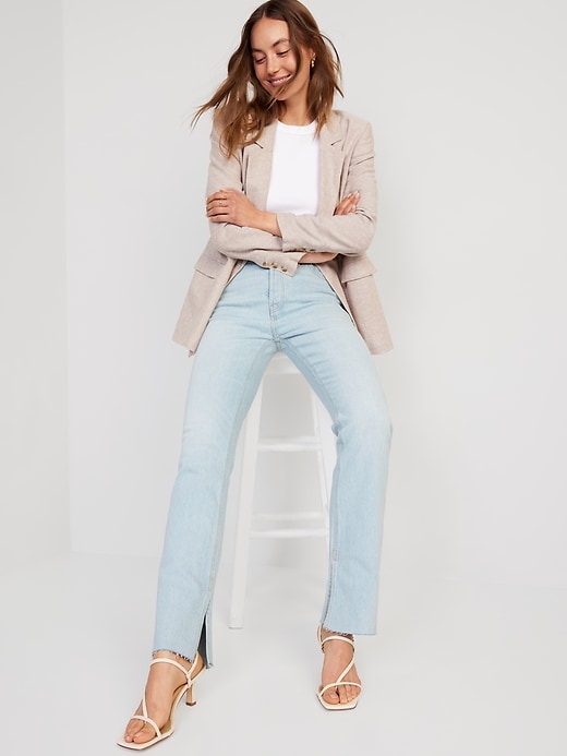 Image number 3 showing, Extra High-Waisted Button-Fly Kicker Boot-Cut Side-Slit Jeans