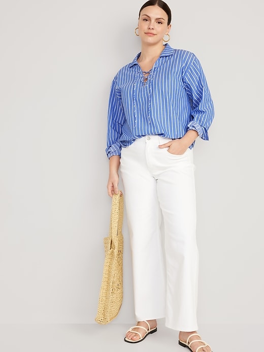 Image number 3 showing, Long-Sleeve Tie-Front Notch Collar Shirt