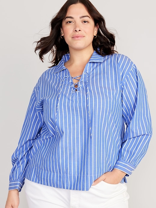 Image number 7 showing, Long-Sleeve Tie-Front Notch Collar Shirt