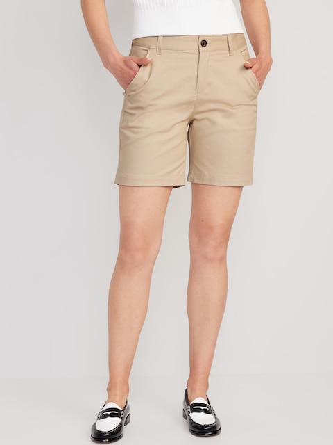 High-Waisted Uniform Bermuda Shorts -- 7-inch inseam