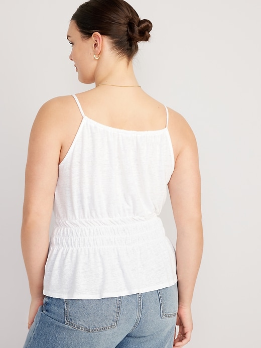 Image number 5 showing, Sleeveless Linen-Blend Smocked Top