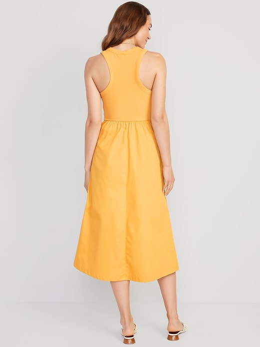 Fit & Flare Combination Midi Dress | Old Navy