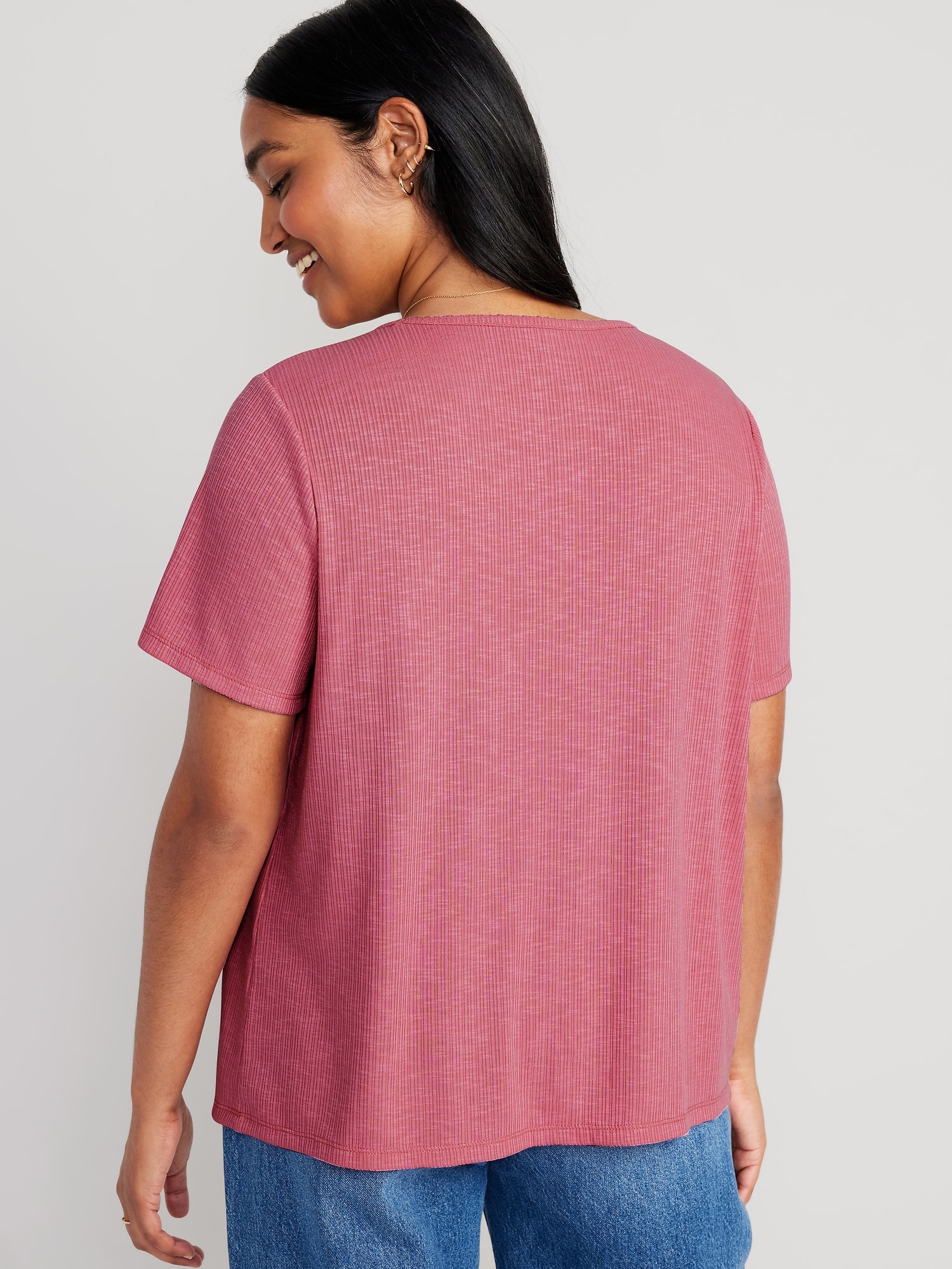 Luxe Ribbed Slub-Knit T-Shirt | Old Navy