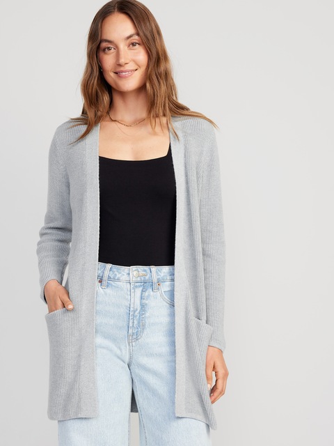 Textured Open-Front Sweater