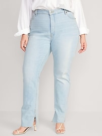 Extra High-Waisted Button-Fly Kicker Boot-Cut Side-Slit Jeans