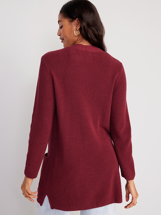 Image number 6 showing, Textured Long-Line Open-Front Sweater for Women