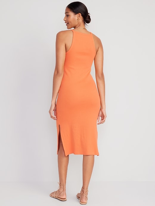 Image number 2 showing, Fitted Sleeveless Rib-Knit Midi Dress