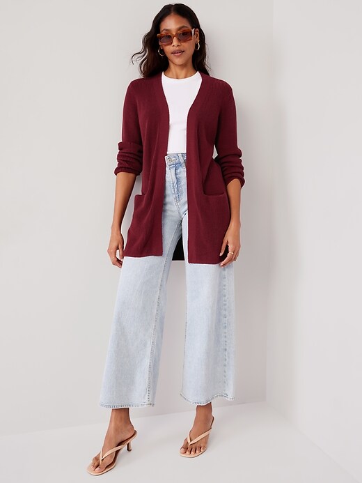 Image number 7 showing, Textured Long-Line Open-Front Sweater for Women