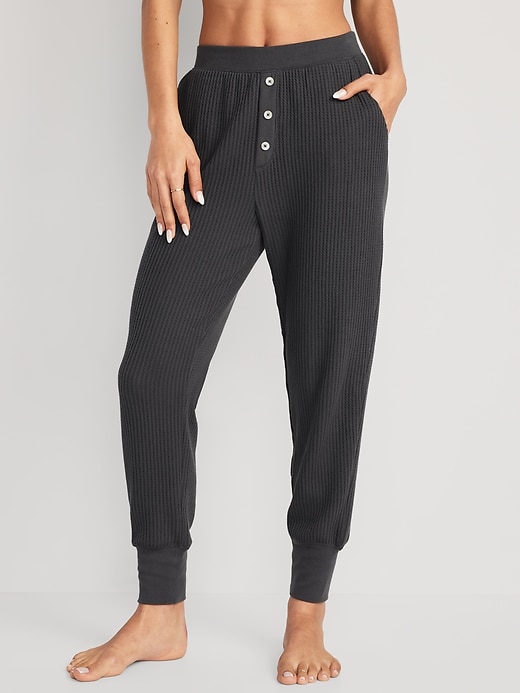 High-Waisted Waffle-Knit Pajama Jogger Pants | Old Navy