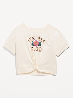 Twist-Front Graphic T-Shirt for Girls