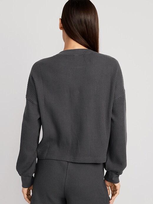 Long Sleeve Waffle Knit Pajama Top